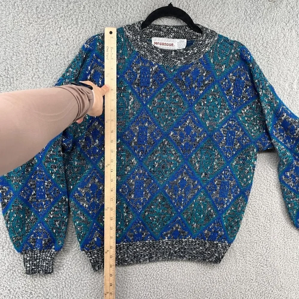 Vintage 1980s McGregor Multicolored Dad Grandpa Crewneck Sweater Large Geometric